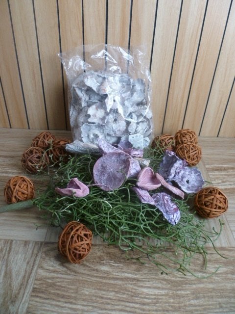 Leuke decoratie set : houten schijven / kunstplant tak enz., Ophalen of Verzenden, Zo goed als nieuw