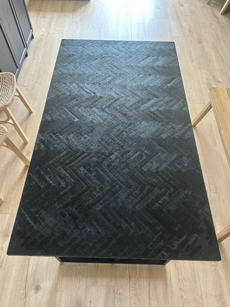 Eettafel visgraat - zwart, Ophalen, 50 tot 100 cm, Zo goed als nieuw, Vijf personen of meer