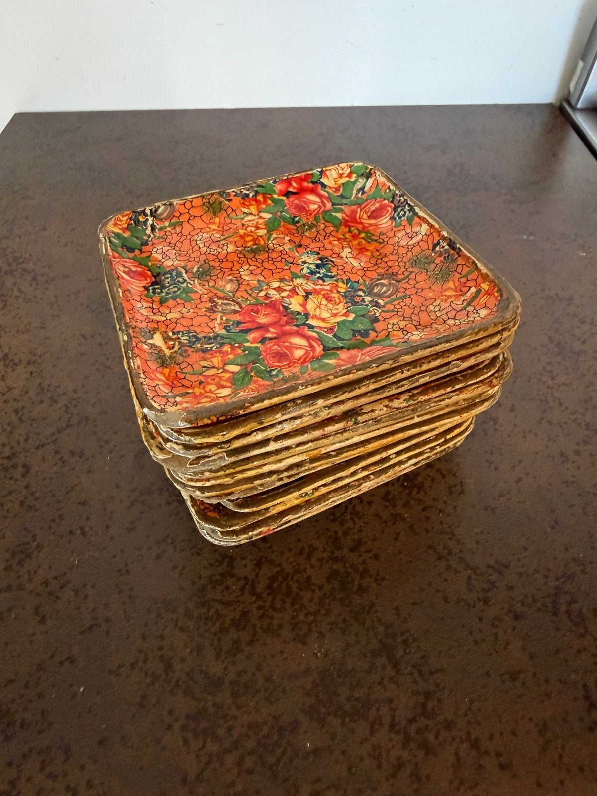 Vintage Lombardy papier-maché schaaltjes, 12 stuks, Ophalen of Verzenden