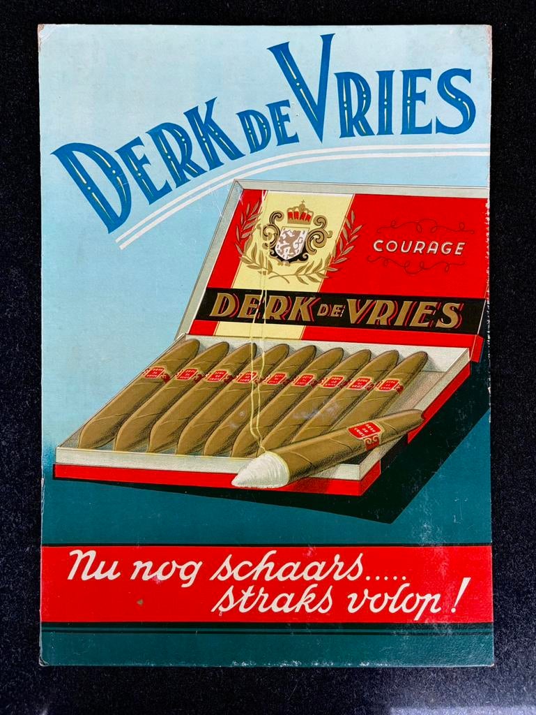 Reclamebord karton derk de vries courage bladel, Verzamelen, Ophalen, Gebruikt, Reclamebord