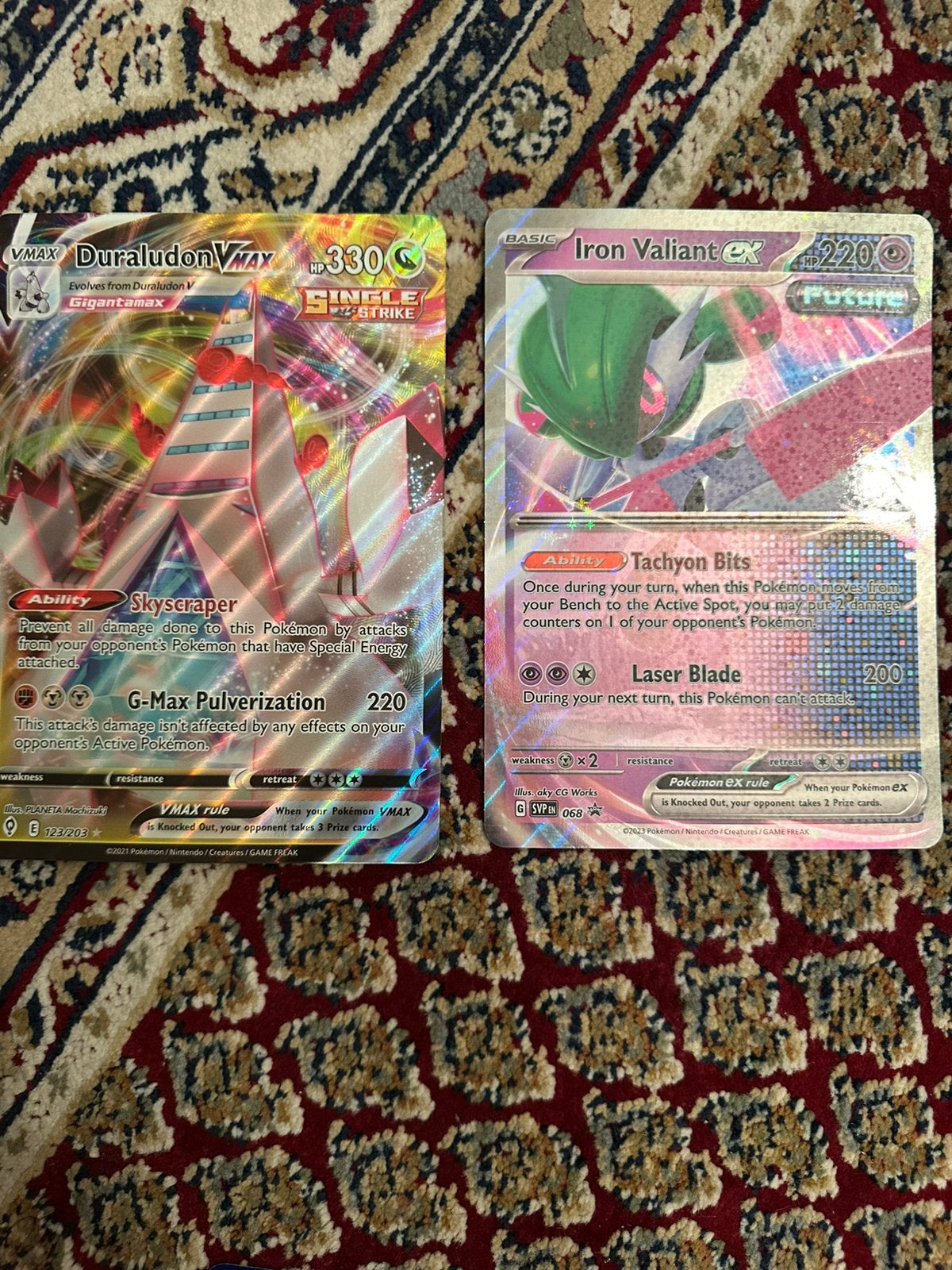 Duraludon vmax & iron valiant ex jumbo kaarten nieuw, Ophalen of Verzenden, Zo goed als nieuw, Meerdere kaarten, Foil