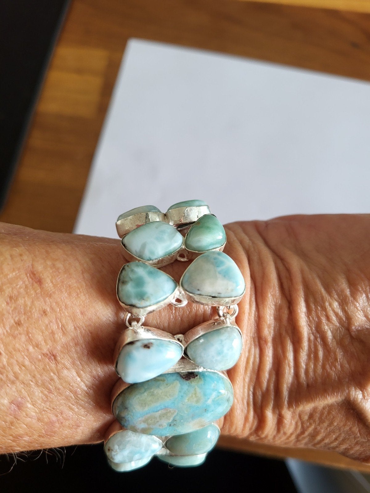Zilveren 925 Armband met Larimar Edelstenen, Blauw, Nieuw, Ophalen of Verzenden, Met edelsteen