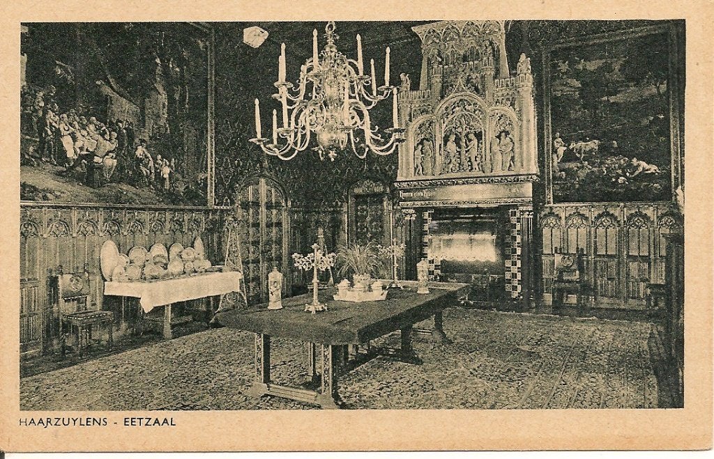 Oude ansichtkaart Kasteel de Haar, Eetzaal  Haarzuilen, Ophalen of Verzenden, 1920 tot 1940, Gelopen, Utrecht