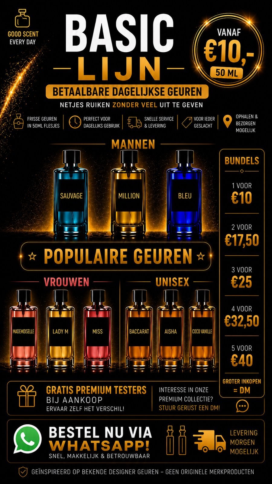 Designer geïnspireerde parfums 50ML vanaf €10, Ophalen, Nieuw