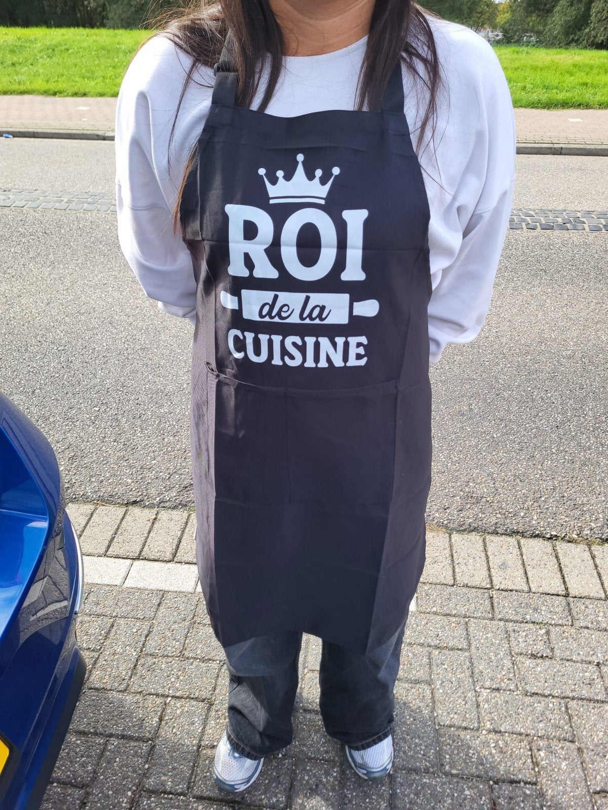 Schort "Roi de la Cuisine" - Zwart met witte opdruk, Overige typen, Ophalen of Verzenden, Nieuw, Zwart