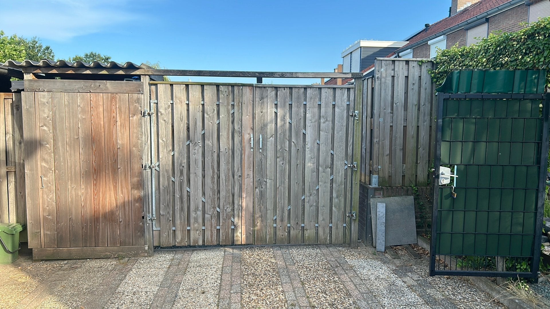 Houten poort  palen erbij compleet, Tuin en Terras, 1 tot 2 meter, Minder dan 3 meter, Ophalen of Verzenden, Zo goed als nieuw