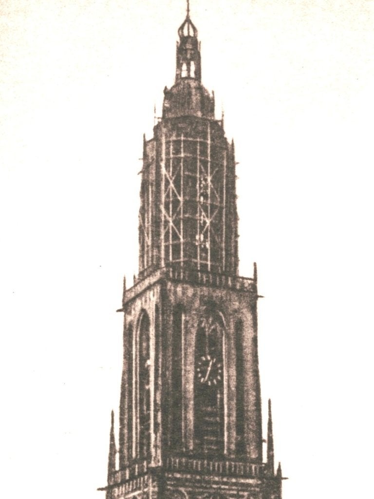 940814	Rhenen	Utr Cunera toren	Mooie oude kaart	Onbeschreven, Ophalen of Verzenden, 1940 tot 1960, Ongelopen, Utrecht