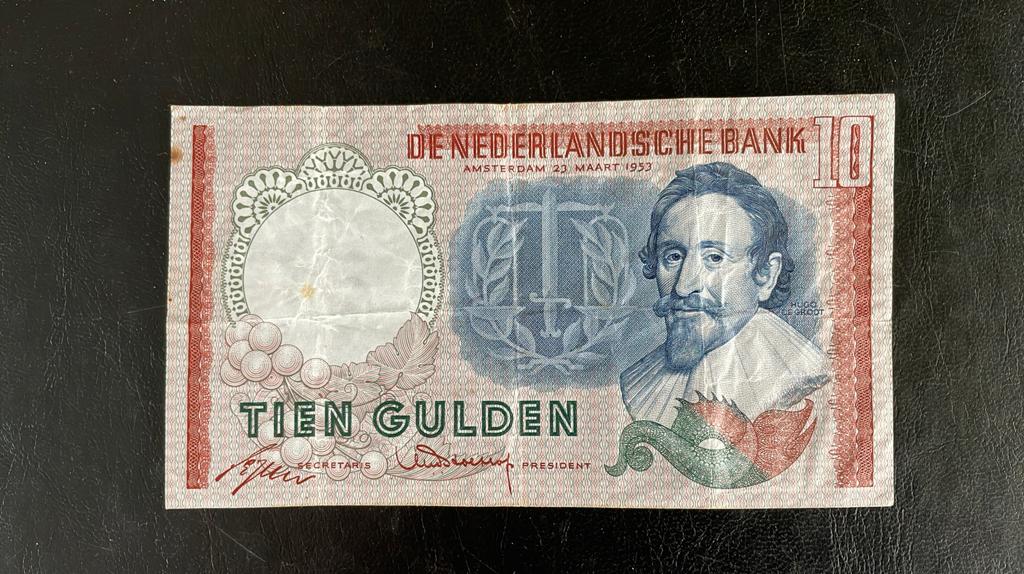 10 gulden Hugo de Groot, Postzegels en Munten, Bankbiljetten | Nederland, Verzenden, 10 gulden