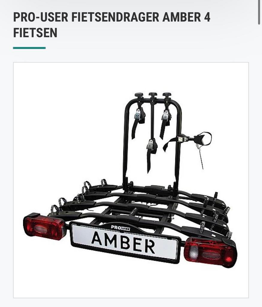 PRO-USER FIETSENDRAGER AMBER 4 FIETSEN, Auto diversen, Fietsendragers, Ophalen, Zo goed als nieuw, Trekhaakdrager