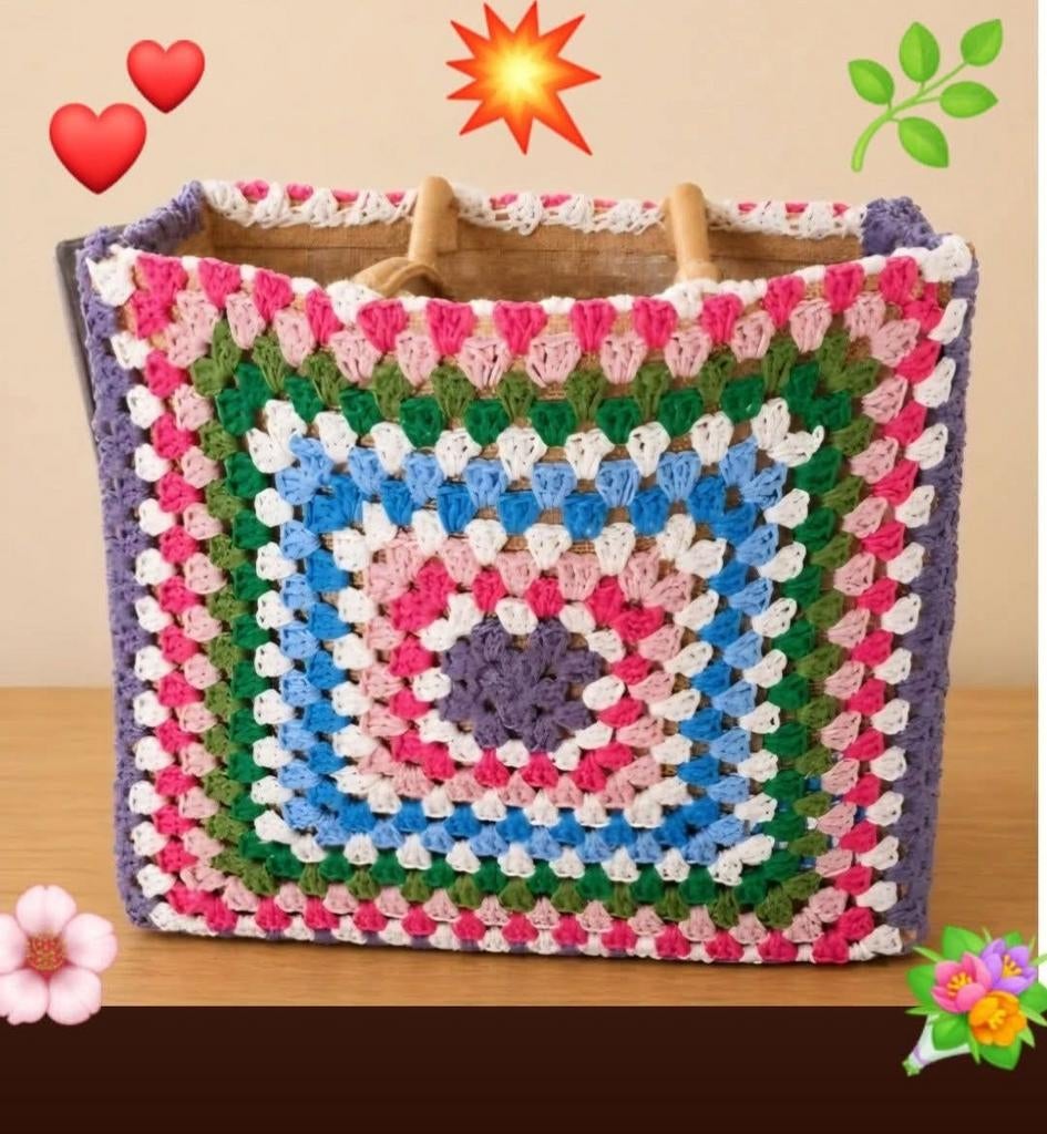 Gehaakte tas.jute tas omgehaakt., Ophalen of Verzenden, Nieuw, Haken, Wol of Garen