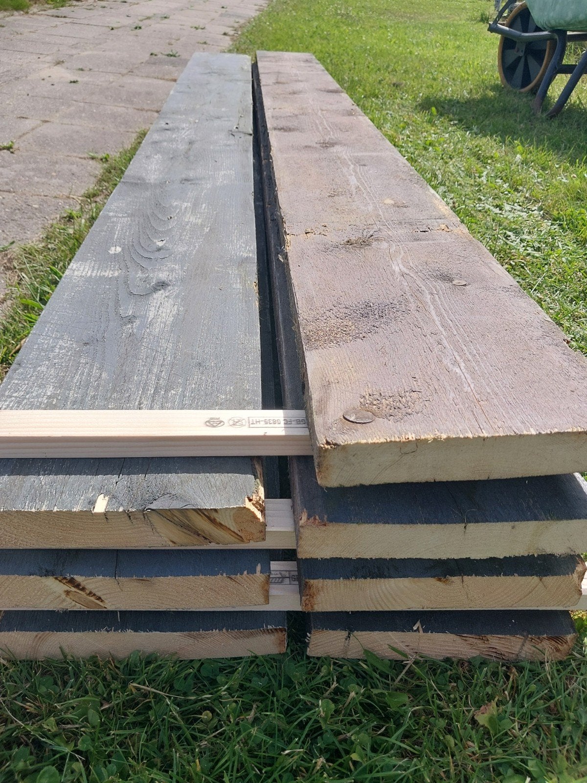 Gebruikte steigerhouten planken - 250 cm lang, 30 mm dik, Geïmpregneerd, Gebruikt, Minder dan 25 mm, Ophalen of Verzenden