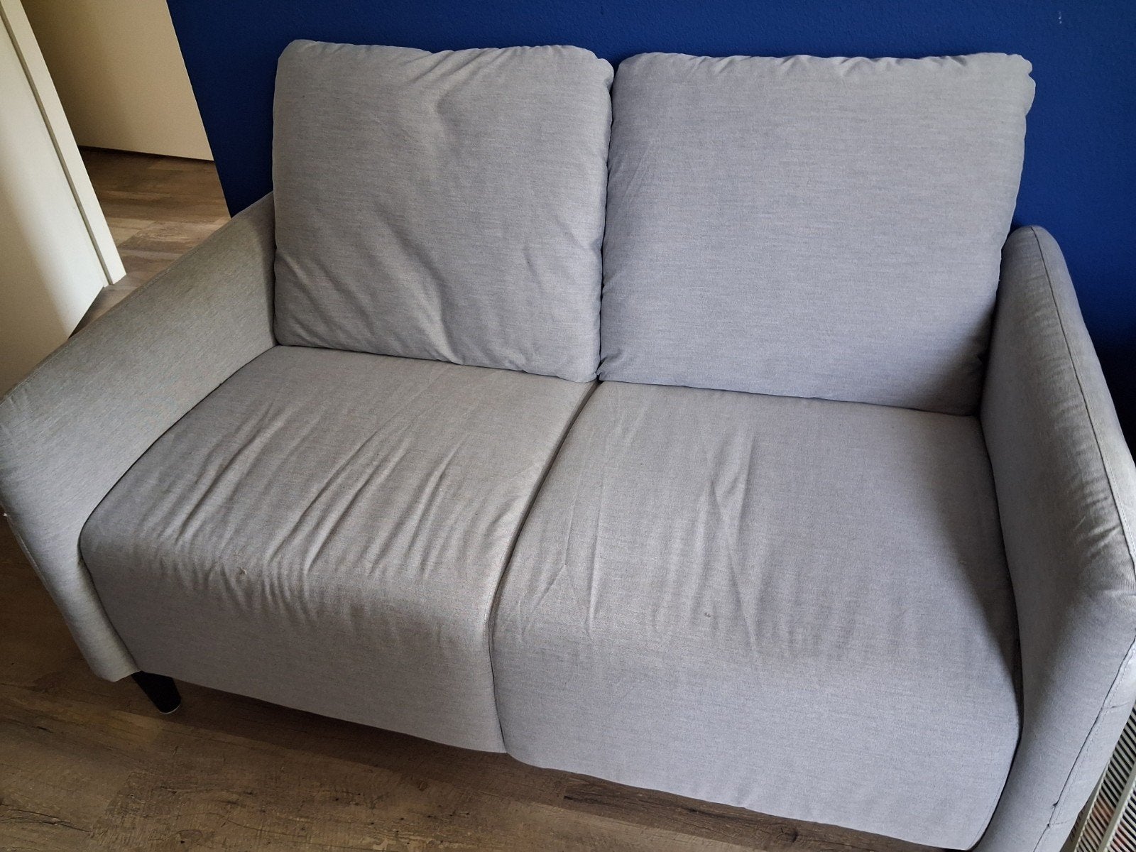 Ikea grijs tweezitsbankje, Ophalen, Gebruikt, Tweepersoons, 75 tot 100 cm