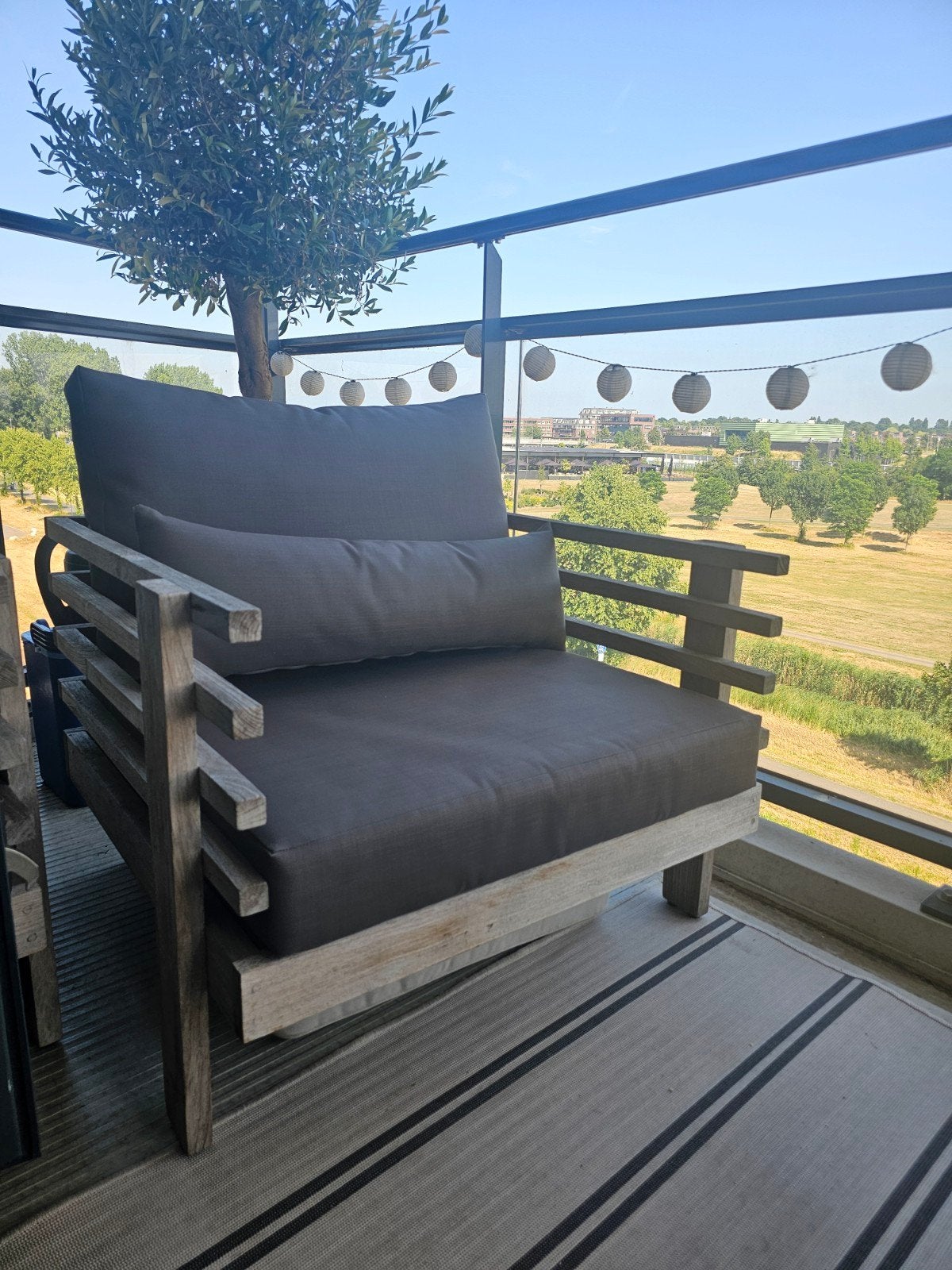 Life Outdoor Teakhouten Loungestoel met All Weather Kussens, Ophalen