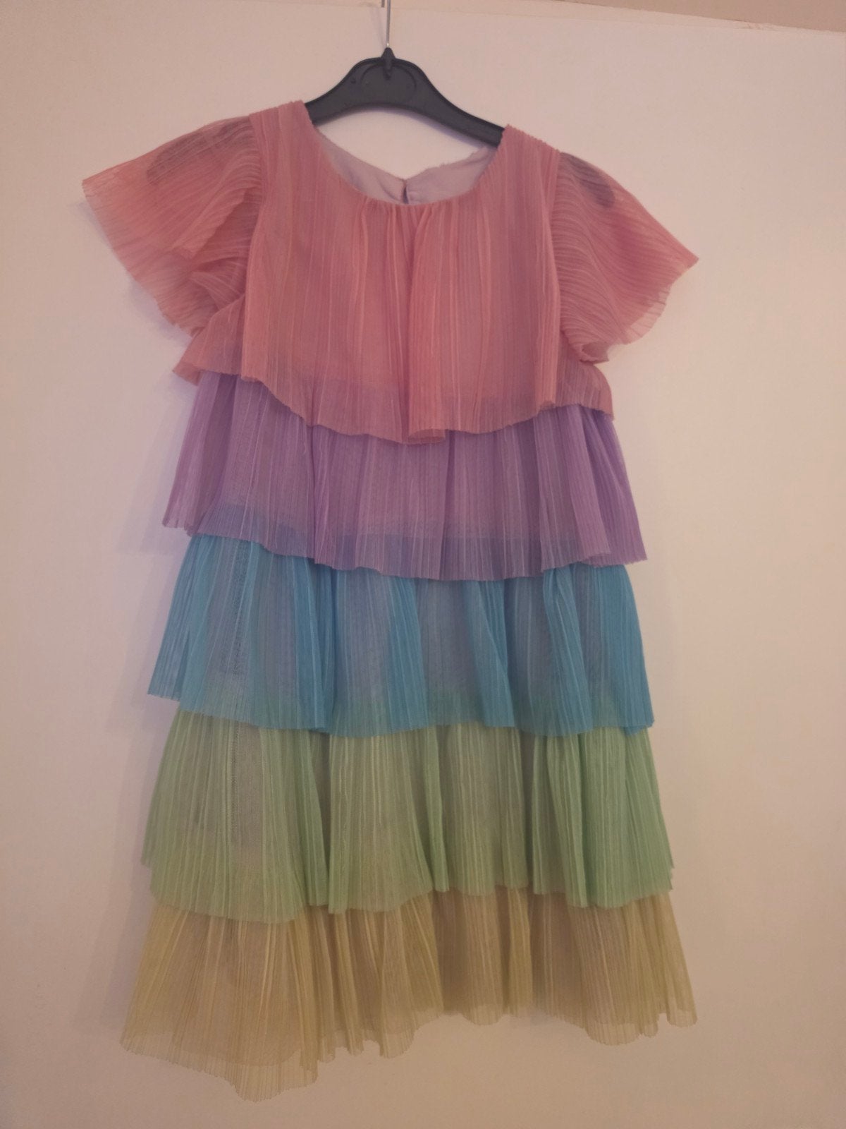 Regenboog gelaagde jurk maat 116/122, Meisje, Ophalen of Verzenden, Zo goed als nieuw, Jurk of Rok