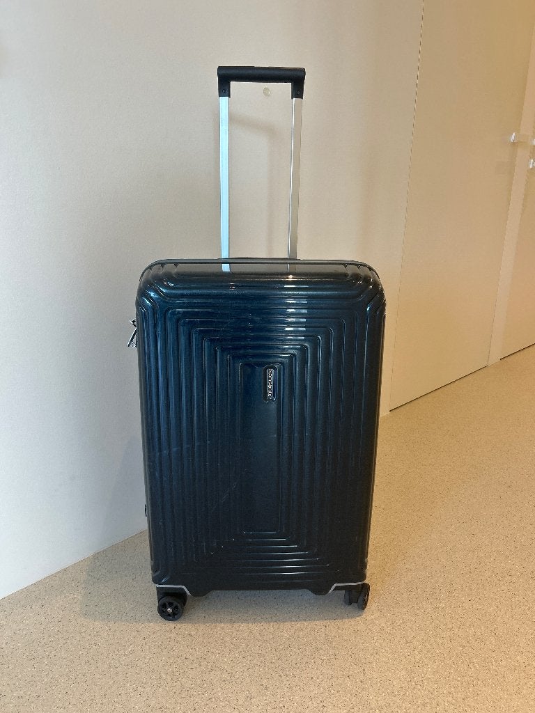 Koffer Samsonite donkerblauw, Gebruikt, Slot, Zacht kunststof, 35 tot 45 cm