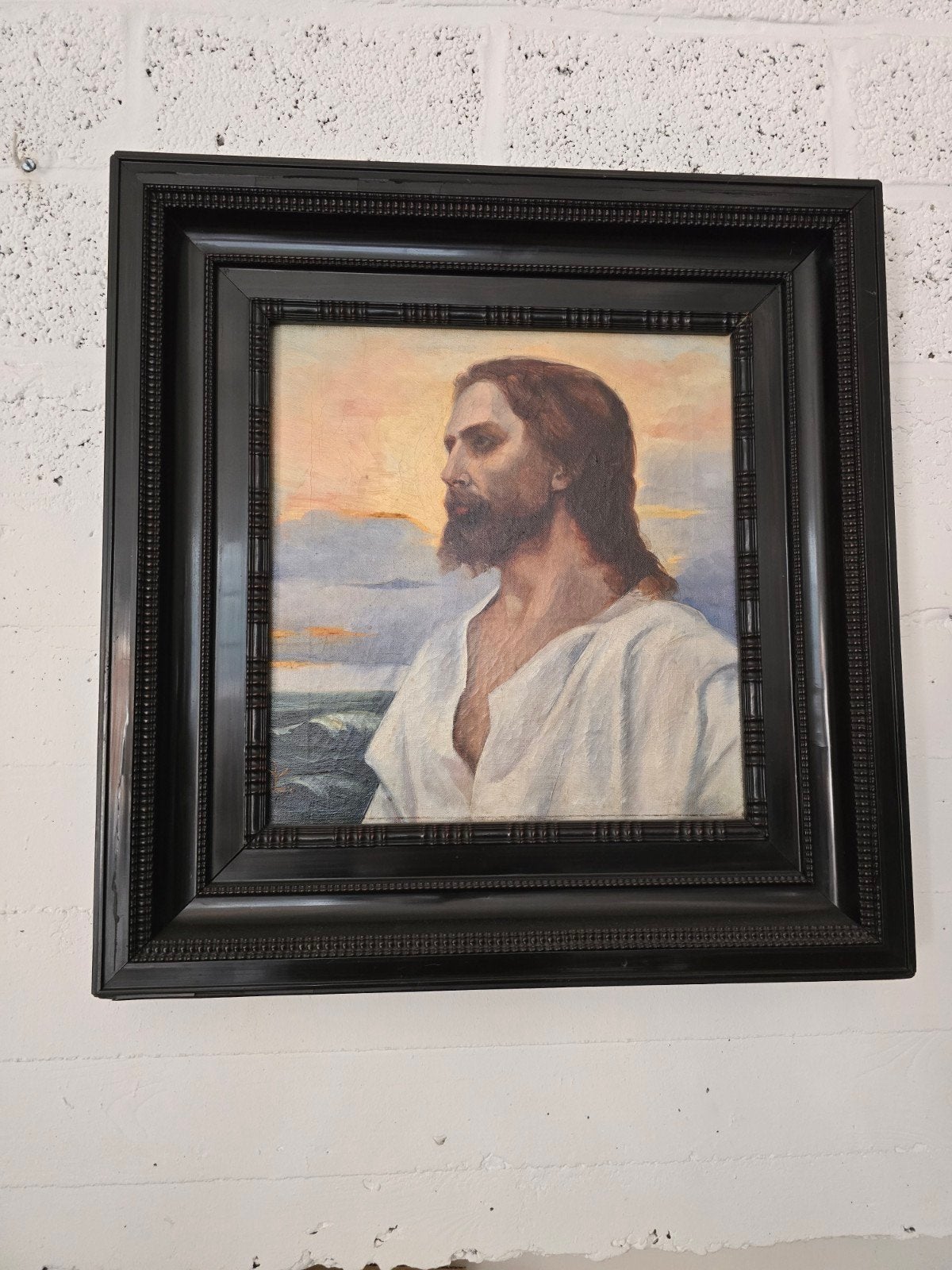 antiek schilderij christus (gesigneerd), Antiek en Kunst, Kunst | Schilderijen | Klassiek, Ophalen, Doek, Portret of Personen