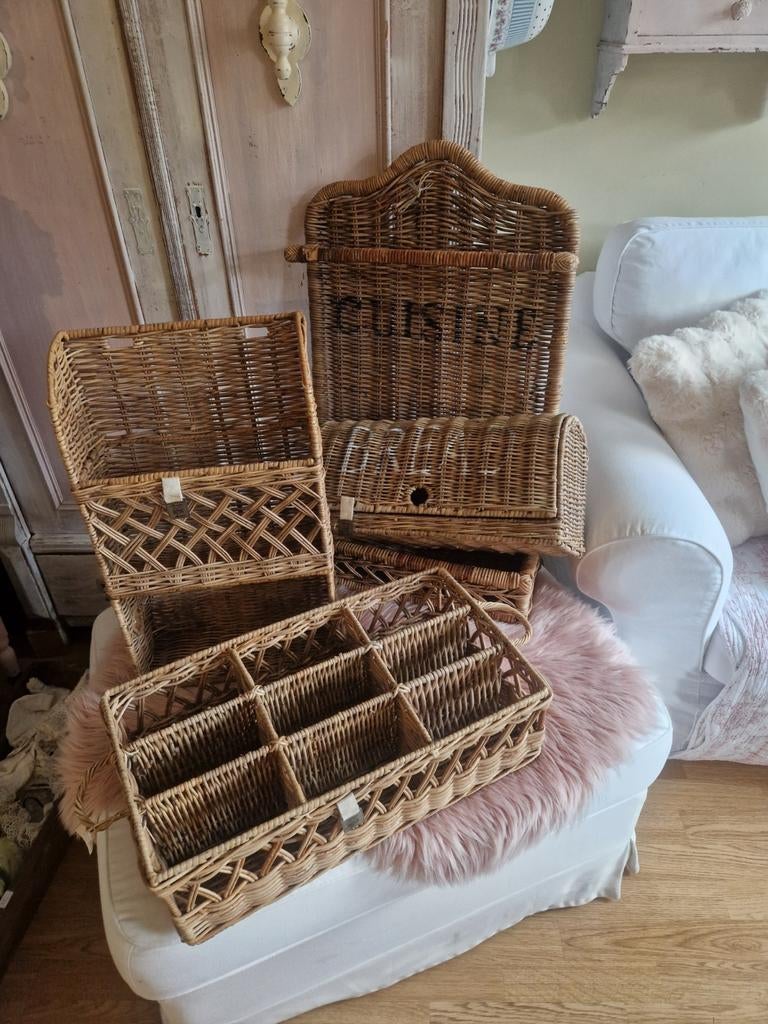 Riviera Maison ratan spulletjes, Huis en Inrichting, Woonaccessoires | Schalen en Manden, Ophalen of Verzenden, Gebruikt, Rond