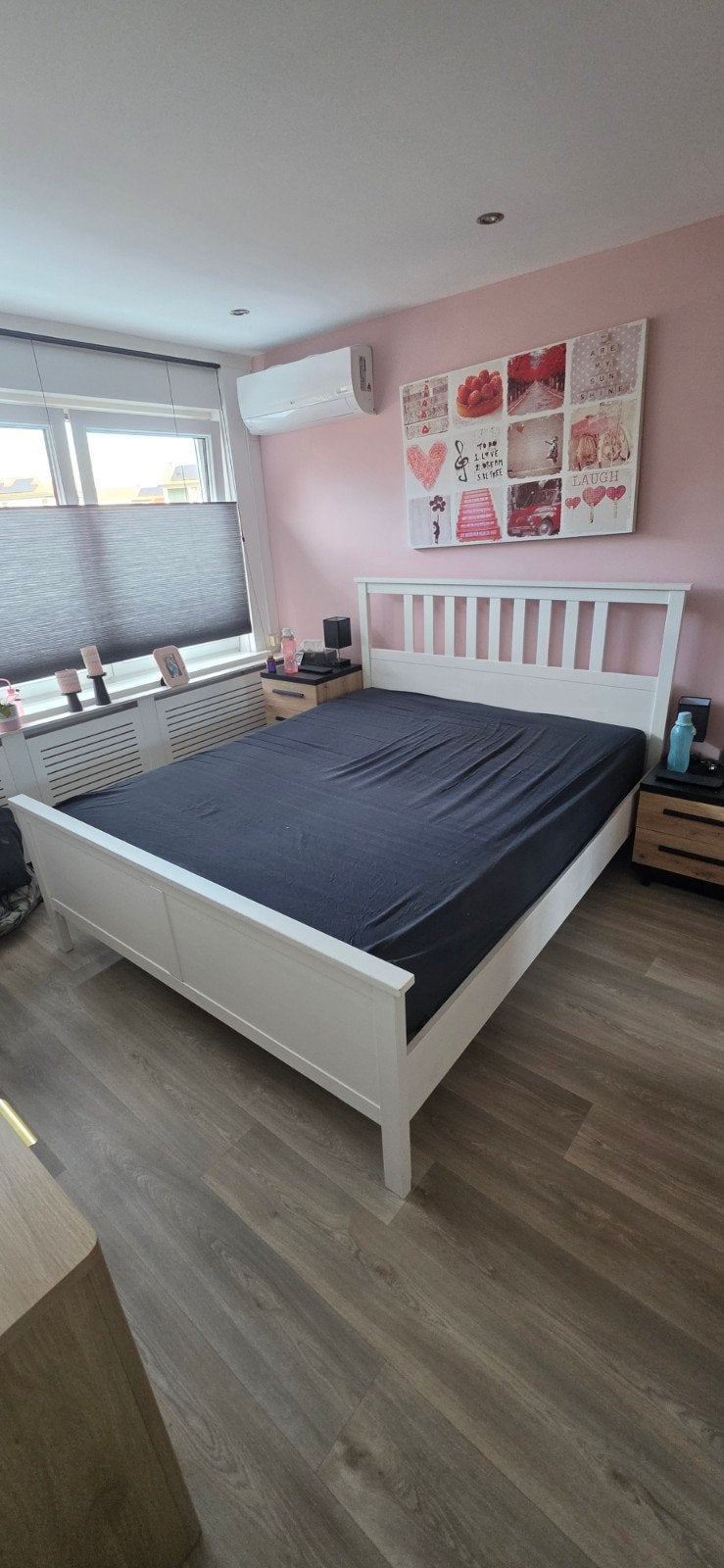 Wit tweepersoonsbed (eventueel met matras), Ophalen, Gebruikt, Wit, Tweepersoons
