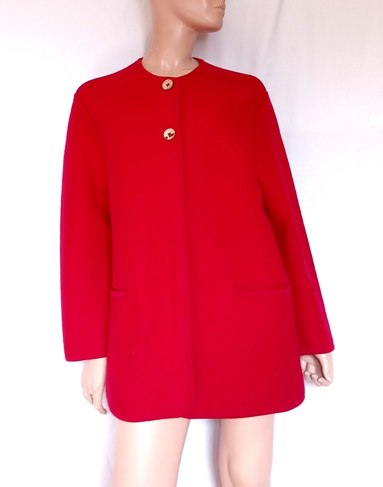 GEIGER Jas / Vest , Maat 42 , WOL, Ophalen, Zo goed als nieuw, Maat 42/44 (L), Rood
