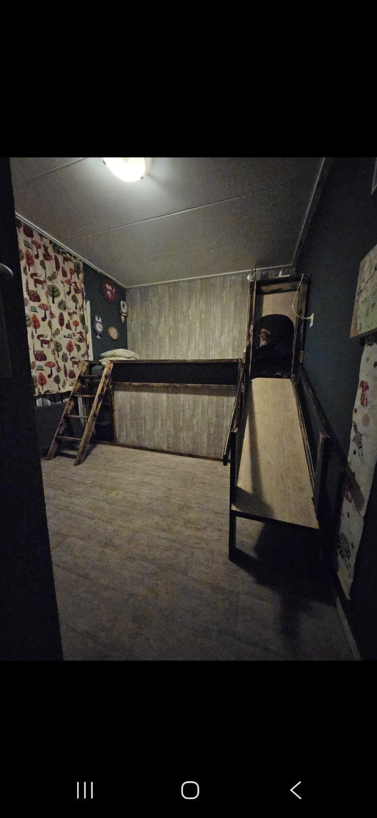 Zelfbouw Halfhoogslaper met Boomhut Huisje en Glijbaan, Ophalen, Eenpersoons, Overige maten, 90 cm