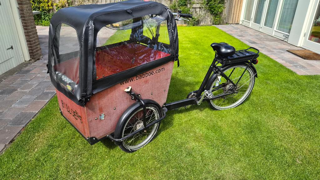 Babboe Big-E, Fietsen en Brommers, Fietsen | Bakfietsen, 4 kinderen of meer, Gebruikt, Huif, Trommelrem
