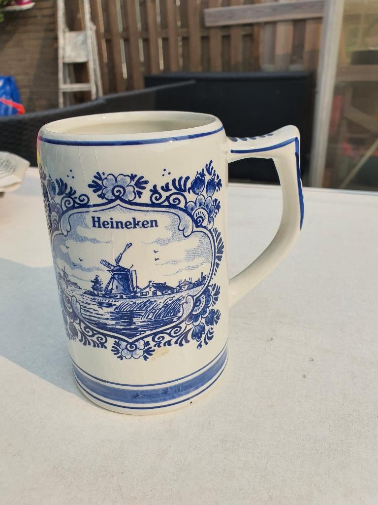 Vintage Heineken bierpul Delfts blauw stijl, Ophalen of Verzenden
