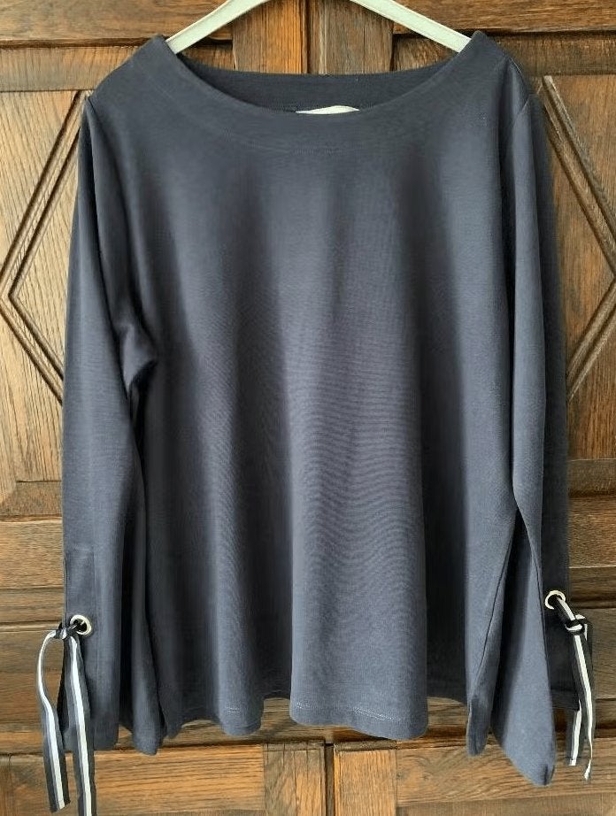 Blauwe top, longsleeve, shirt aparte mouw; Tchibo; 44 / 46, Ophalen of Verzenden, Zo goed als nieuw, Blauw, Shirt of Top