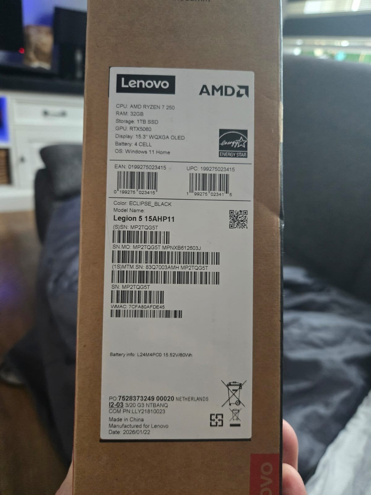 Lenovo Legion 5 Gaming Laptop - AMD Ryzen 7, RTX 3060, Met videokaart, 1 TB SSD, Nieuw, Ophalen of Verzenden