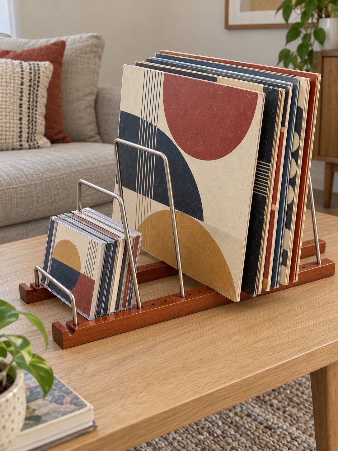 Houten platenstandaard voor LP's en CD's, 7021br, Nieuw, Home, Ophalen of Verzenden