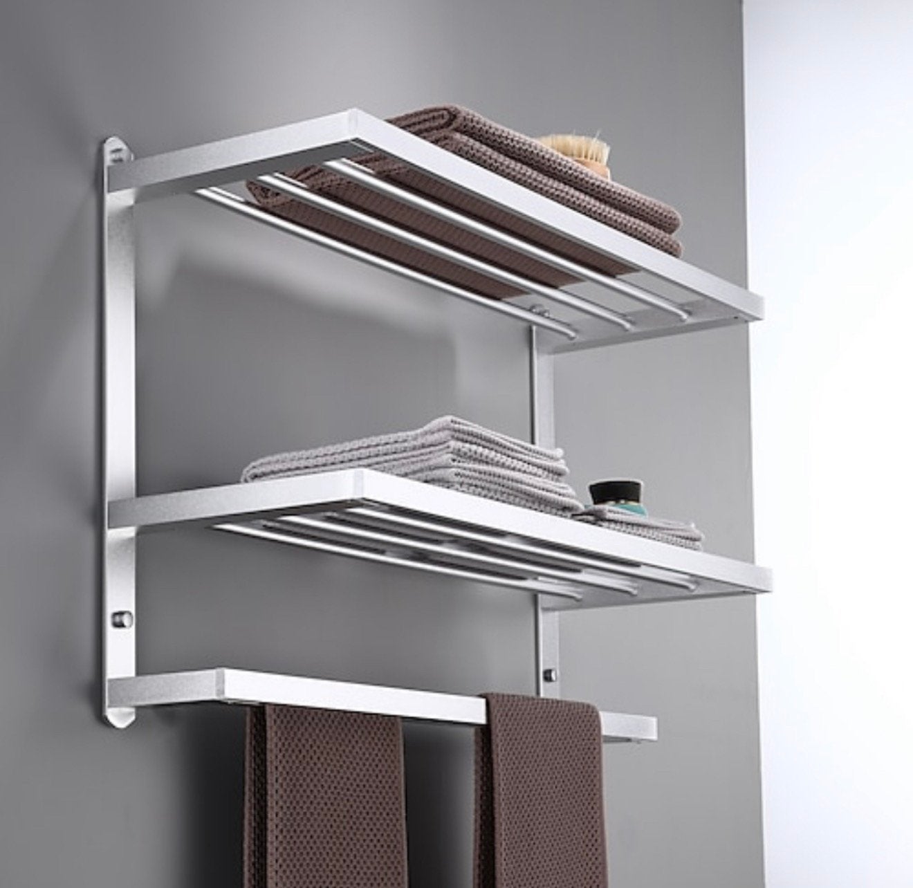 Badkamer Handdoekrek Wandmontage handdoek droog rek Zilver, P, P, Nieuw, Ophalen of Verzenden