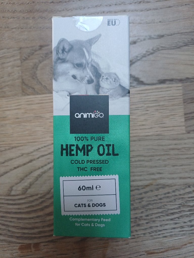 ANIMIGO 100% HENNEP(ZAAD)OLIE 40 ml voor ANGST/GEWRICHTEN, Ophalen of Verzenden, Hond