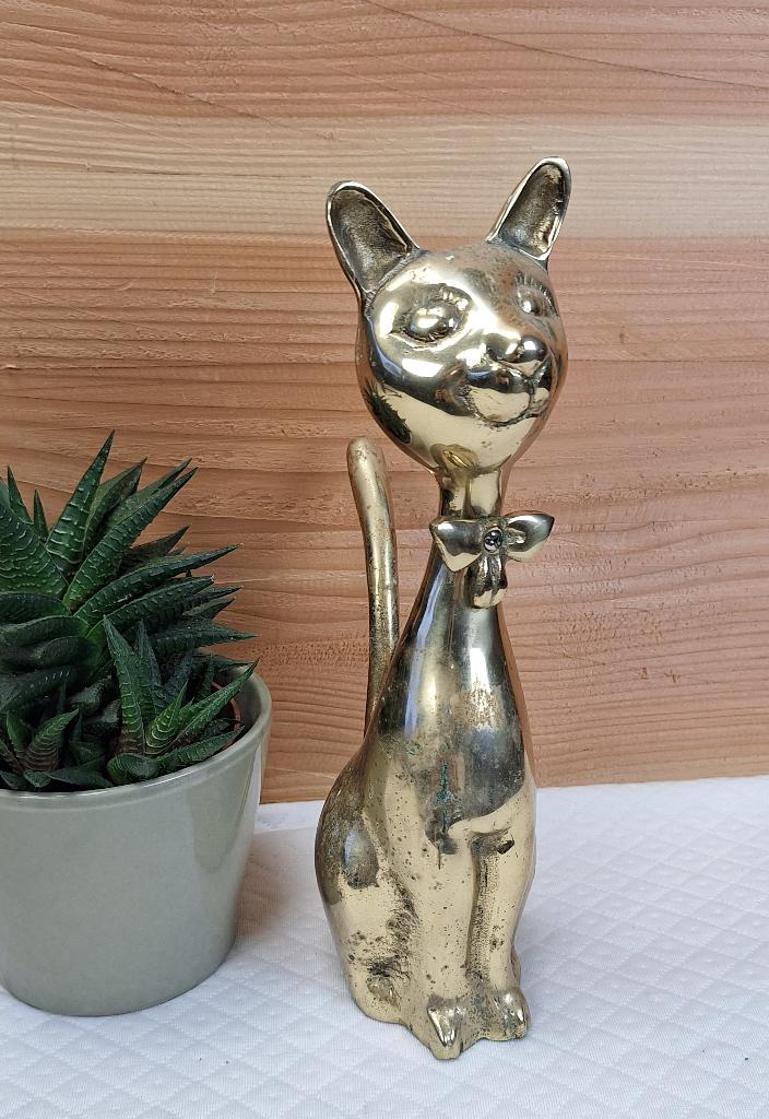 Vintage messing kat, Antiek en Kunst, Ophalen of Verzenden, Koper