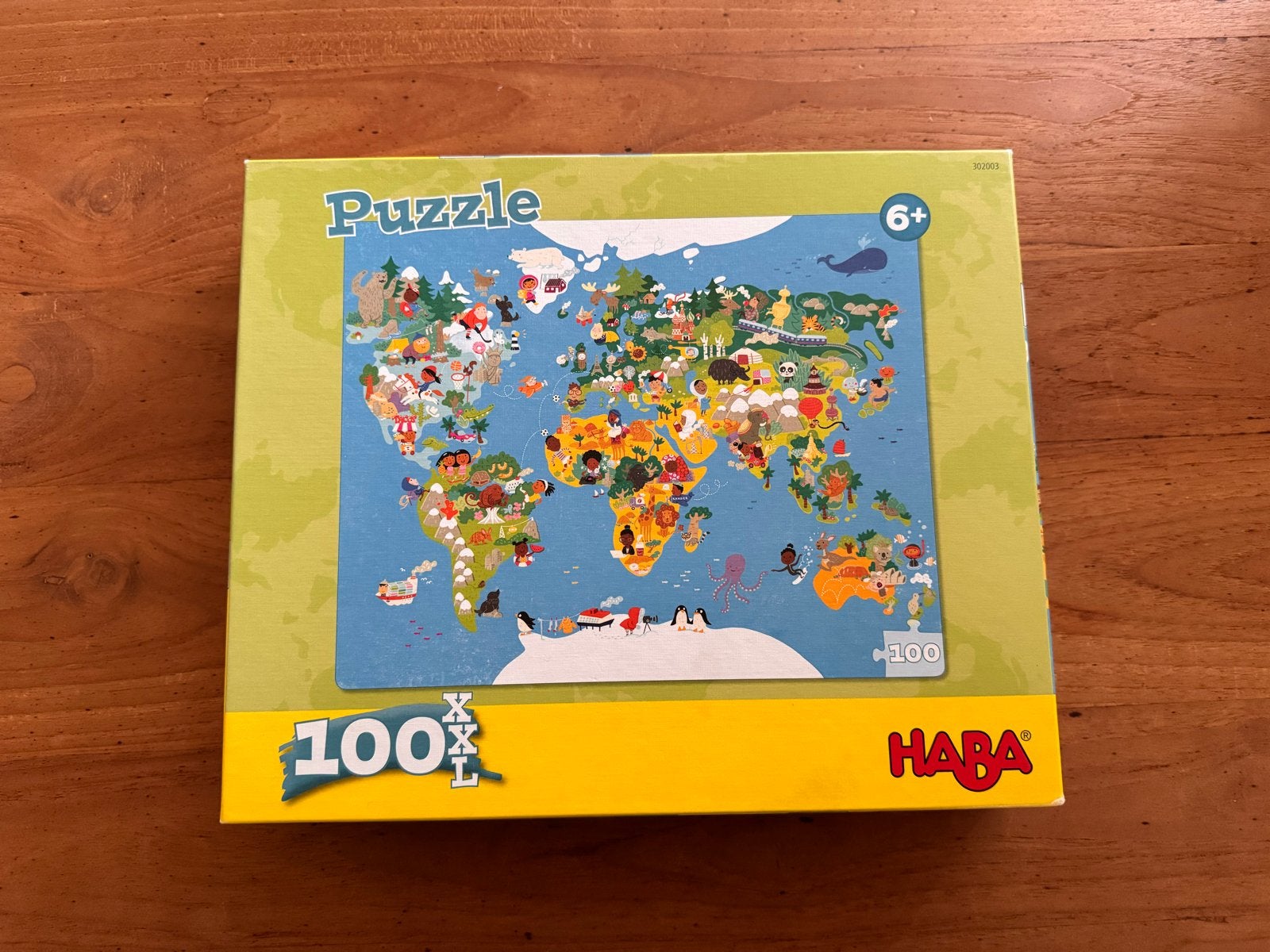 HABA Wereldkaart Puzzel 100 XXL stukjes, Ophalen of Verzenden, Meer dan 50 stukjes, Zo goed als nieuw, 6 jaar of ouder
