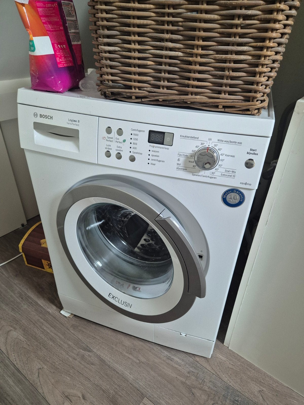 Set Bosch Logixx 8 1600rpm wasmachine & EcoLogixx 7 droger, Ophalen, 1200 tot 1600 toeren, Gebruikt, Minder dan 85 cm