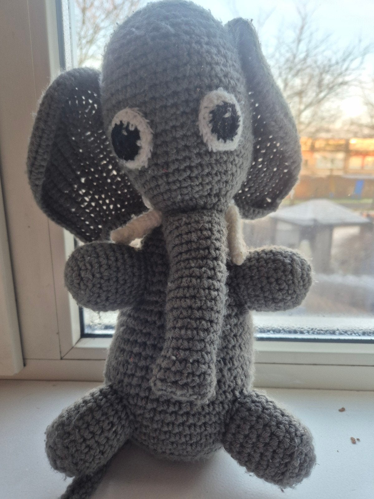 Gehaakte olifant knuffel - grijs, Kinderen en Baby's, Speelgoed | Knuffels en Pluche, Handgemaakt, Grijs, Ophalen of Verzenden