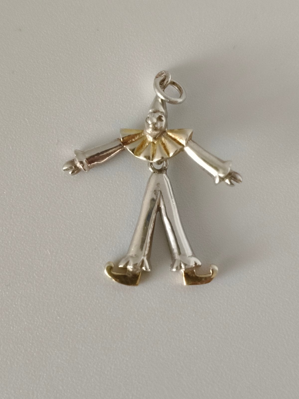Vintage Zilver/Gouden Bewegende Clown Hanger 925/585, Ophalen of Verzenden