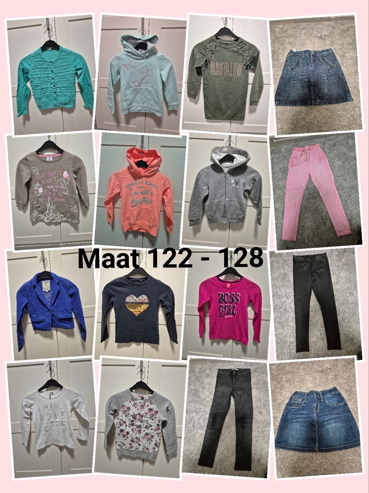 pakket draagmaat 122 - 128, Meisje, Ophalen of Verzenden, Zo goed als nieuw, Setje