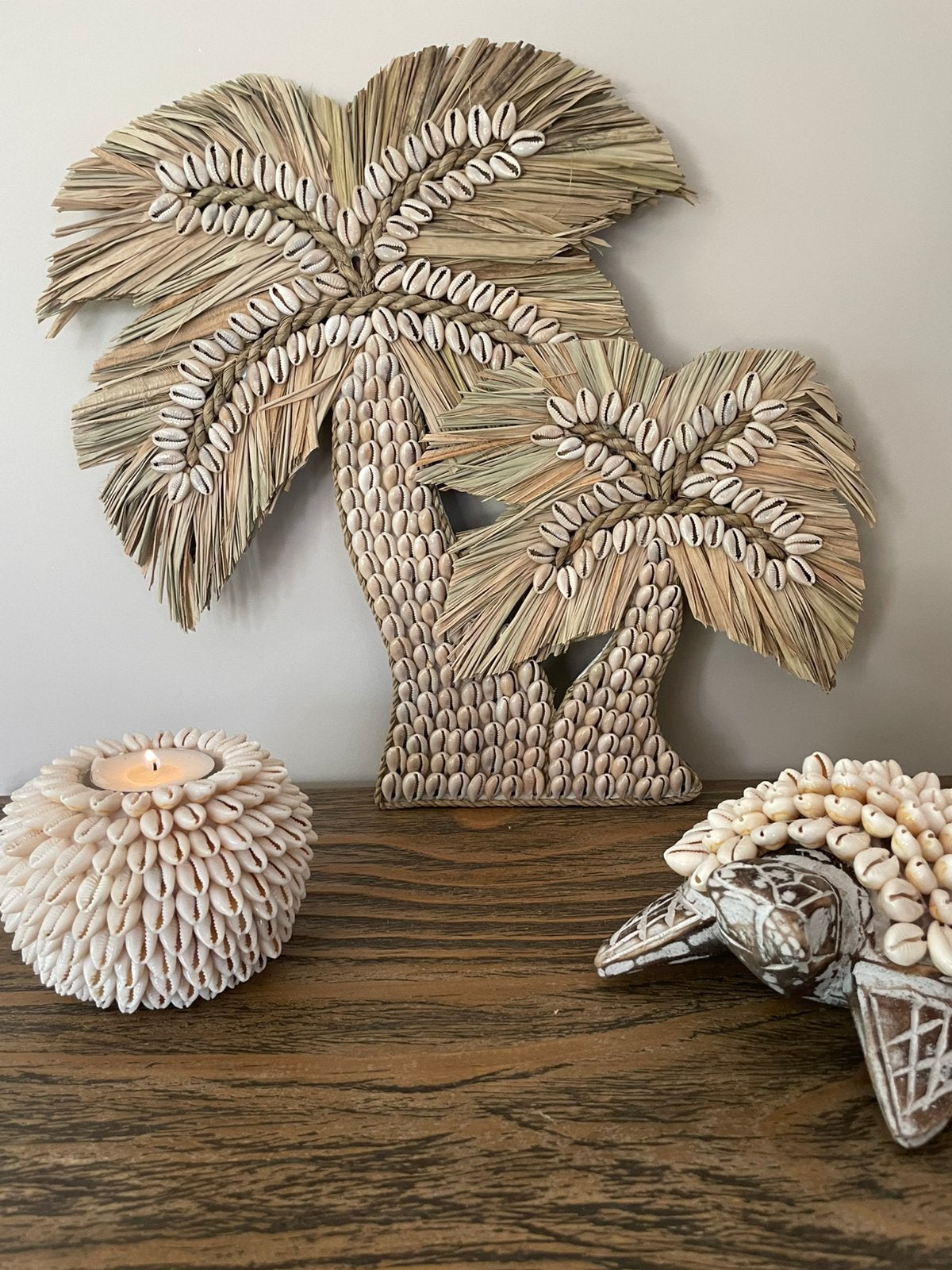 Nieuw schelpen raffia duo palmboom, Ophalen of Verzenden, Nieuw
