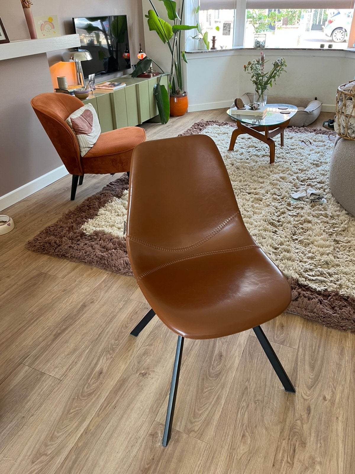 4x Dutchbone Franky eetkamerstoel, Huis en Inrichting, Stoelen, Ophalen, Zo goed als nieuw, Bruin, Vier