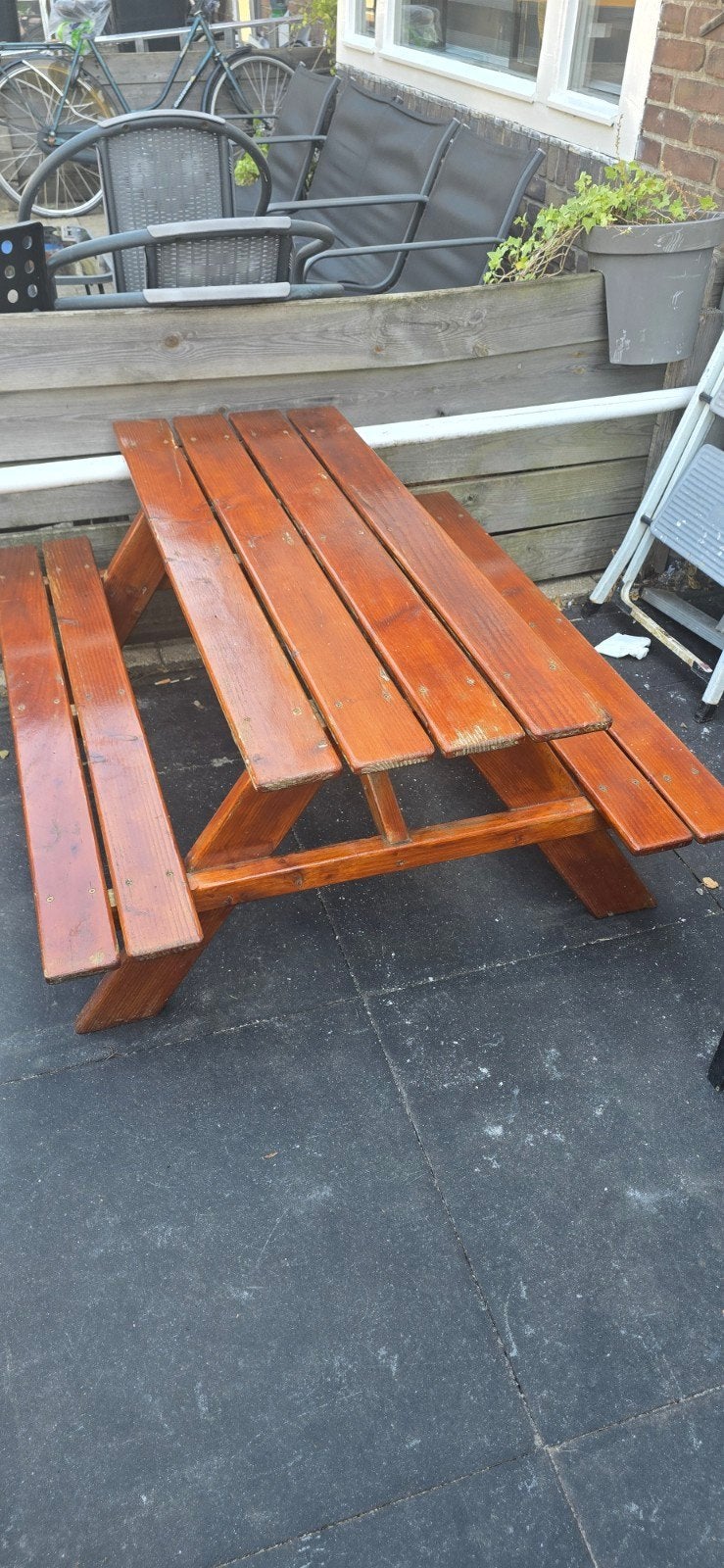 Houten picknicktafel voor buiten, Ophalen, Gebruikt, Rechthoekig, Hout