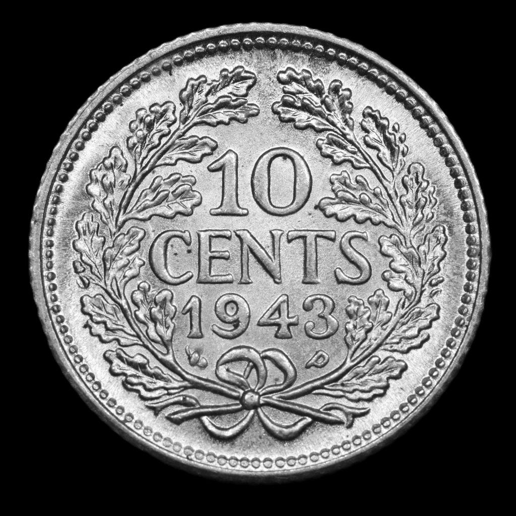 10 cent 1943 EP. Unc., Zilver, Ophalen of Verzenden, 10 cent, Koningin Wilhelmina