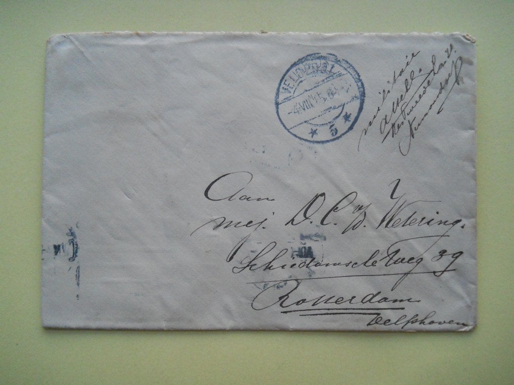 Nederland 1914 Militaire post Stempel Veldpost met lakzegel, Ophalen of Verzenden, Envelop