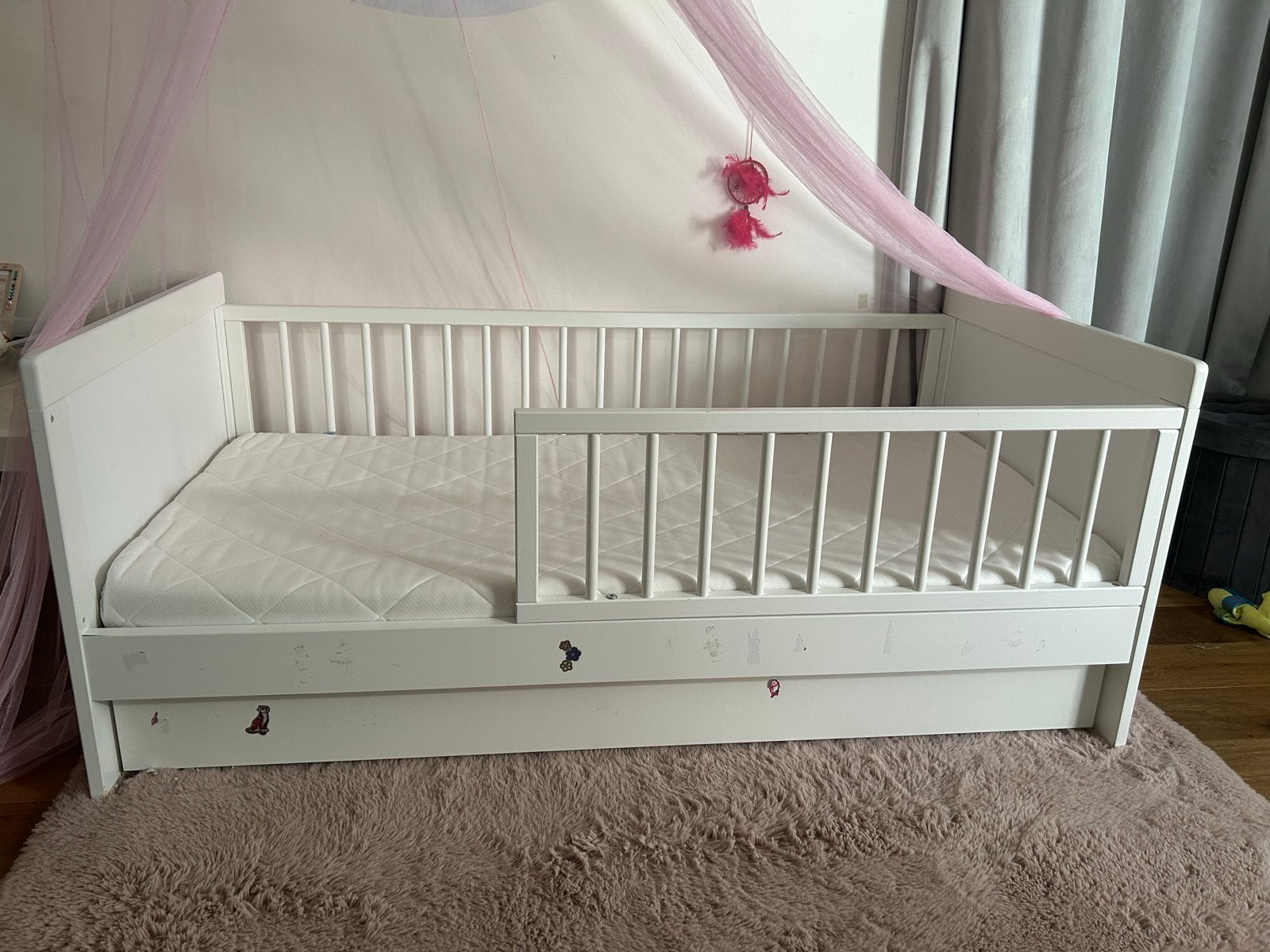 GRATIS Petit Amelie peuterbed - Wit houten kinderbed, Huis en Inrichting, Ophalen, Gebruikt, Wit, 190 cm of minder