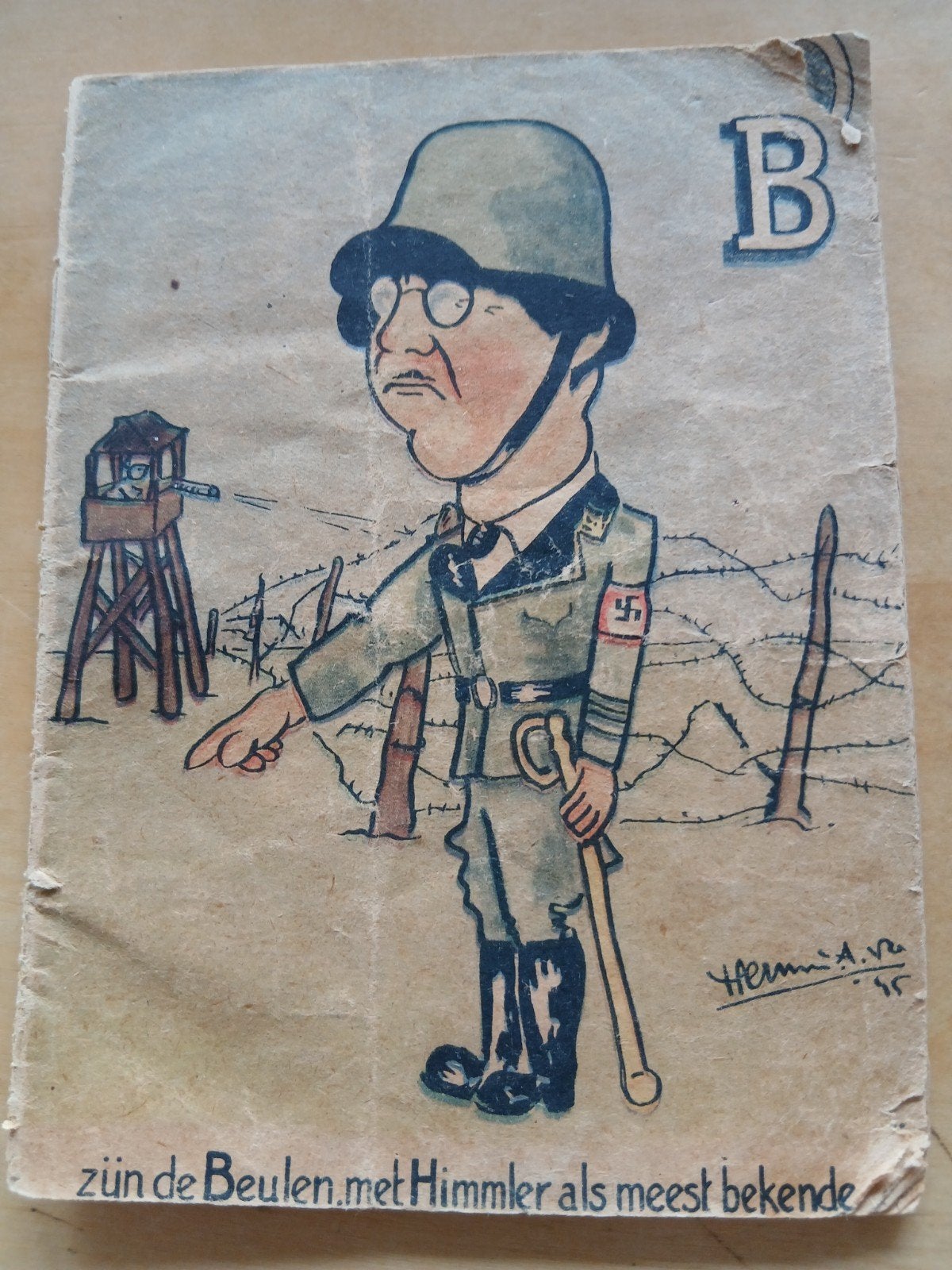 Zeldzaam Anti-Duits ABC-boekje WOII - Originele tekeningen, Boeken, Herman V.V., Ophalen of Verzenden, Algemeen, Tweede Wereldoorlog