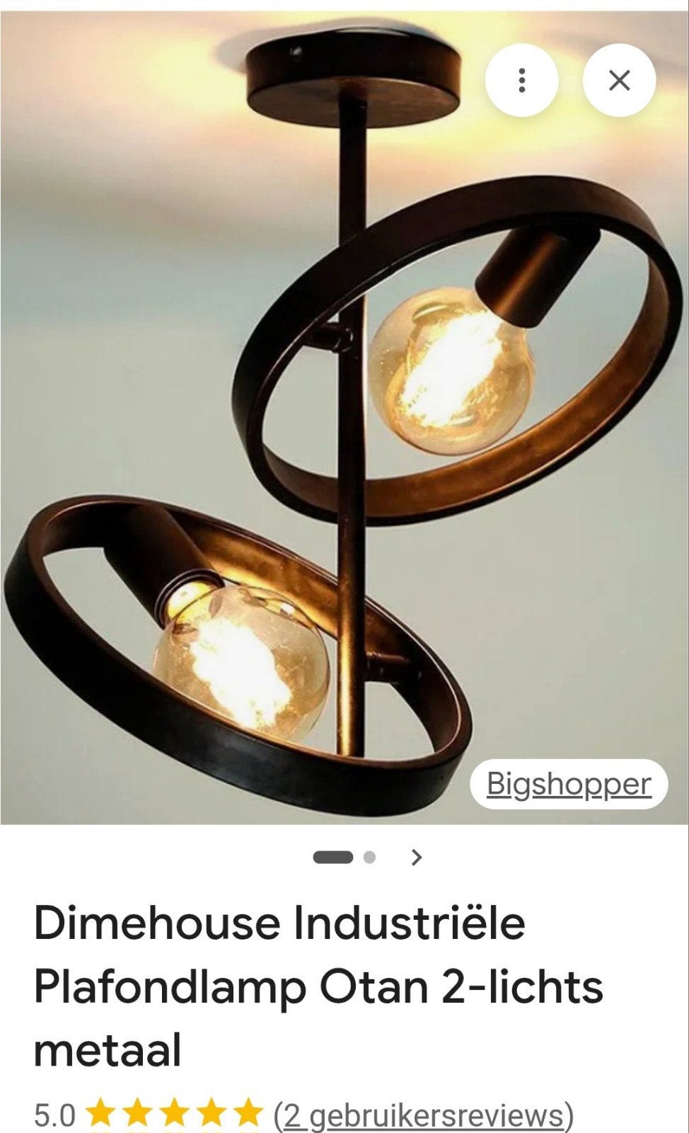 Dimehouse Industriële Plafondlamp Otan 2-lichts metaal, Ophalen of Verzenden, Nieuw, Metaal
