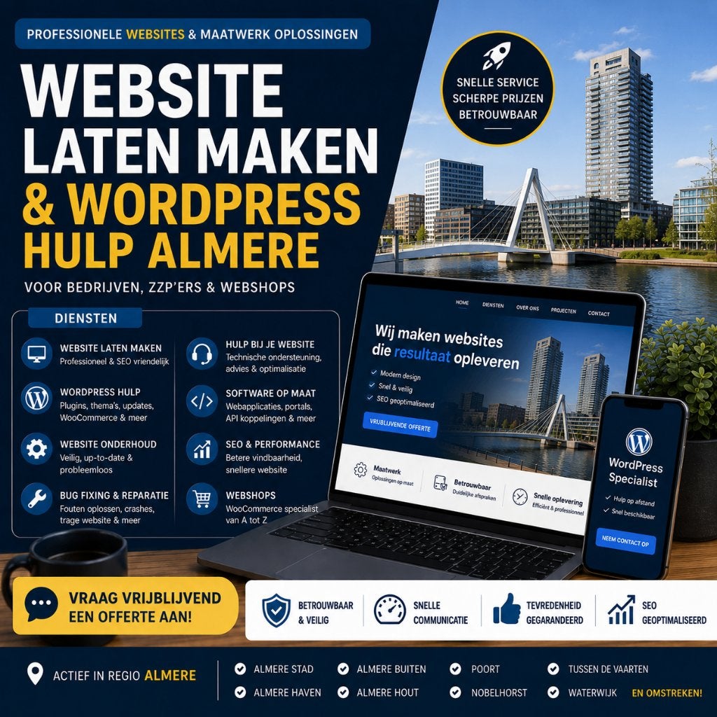 Website Laten Maken & WordPress Hulp Almere, MBO, 33 - 40 uur, Geschikt als bijbaan, Starter