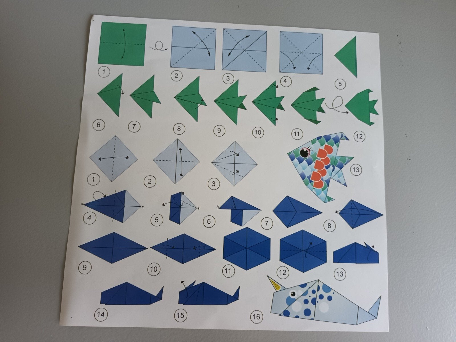 Instructies vouwen zeedieren vissen krab origami stap voor s, Ophalen of Verzenden, Zo goed als nieuw