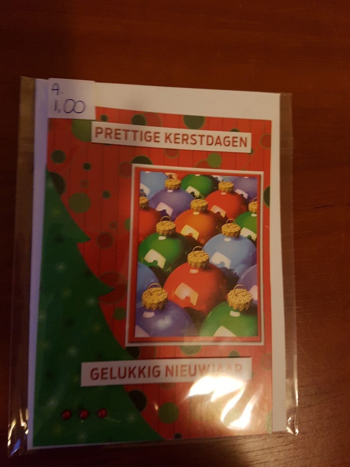 Kaartje kerst gekleurde kerstballen, Ophalen of Verzenden, Nieuw, Kerst