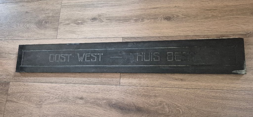 Marmer plaat steen oost west thuis best, Antiek en Kunst, Curiosa en Brocante, Ophalen of Verzenden