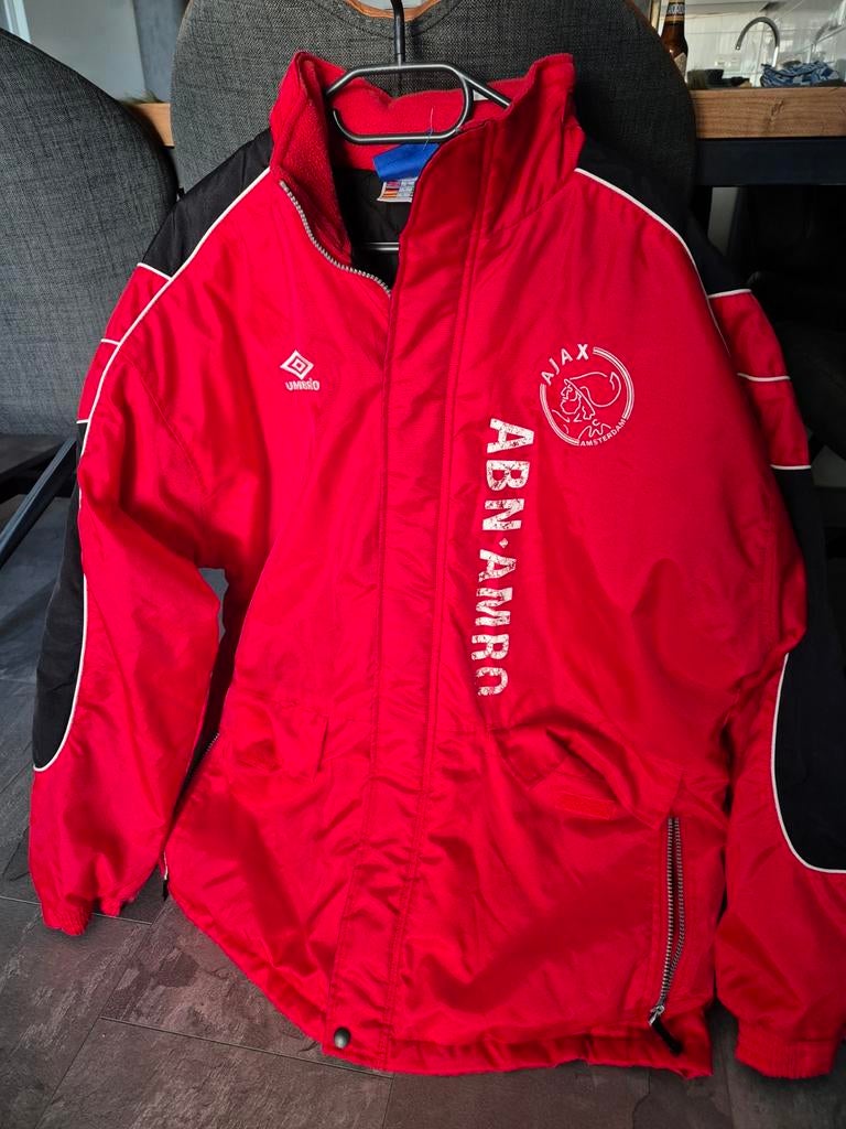 Vintage Ajax Trainingsjas Maat L Jaren '90, Maat L, Ophalen of Verzenden, Gebruikt, Trainingspak